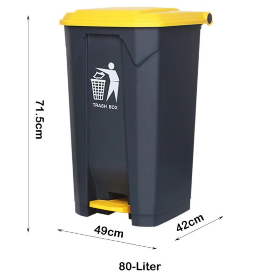 Garbage Bin Trash Can With Lid & Foot Pedal 80L