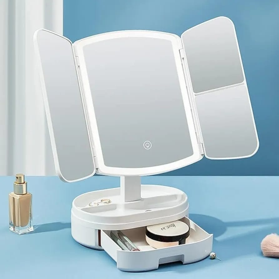 Lighted Makeup Vanity Mirror With Cosmetic Drawer
