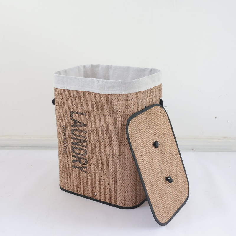 Bamboo Woven Laundry Basket Square 40X30X50 Cm