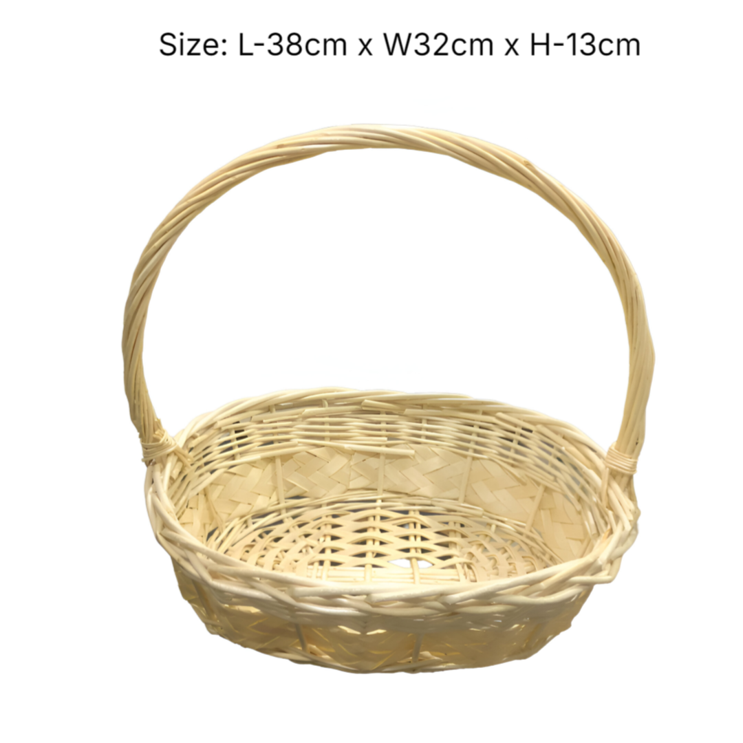 Gift Bamboo Hamper Basket Oval Shape With Handle