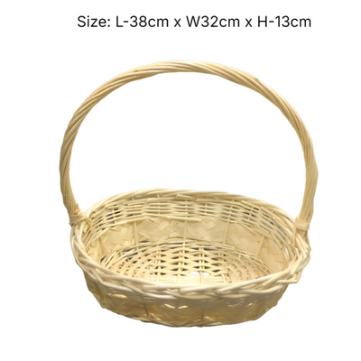 Gift Bamboo Hamper Basket Oval Shape With Handle