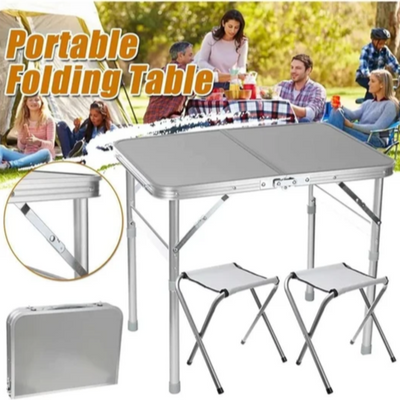 Portable Aluminium Foldable Table For Picnic & Camping With 2 Chairs