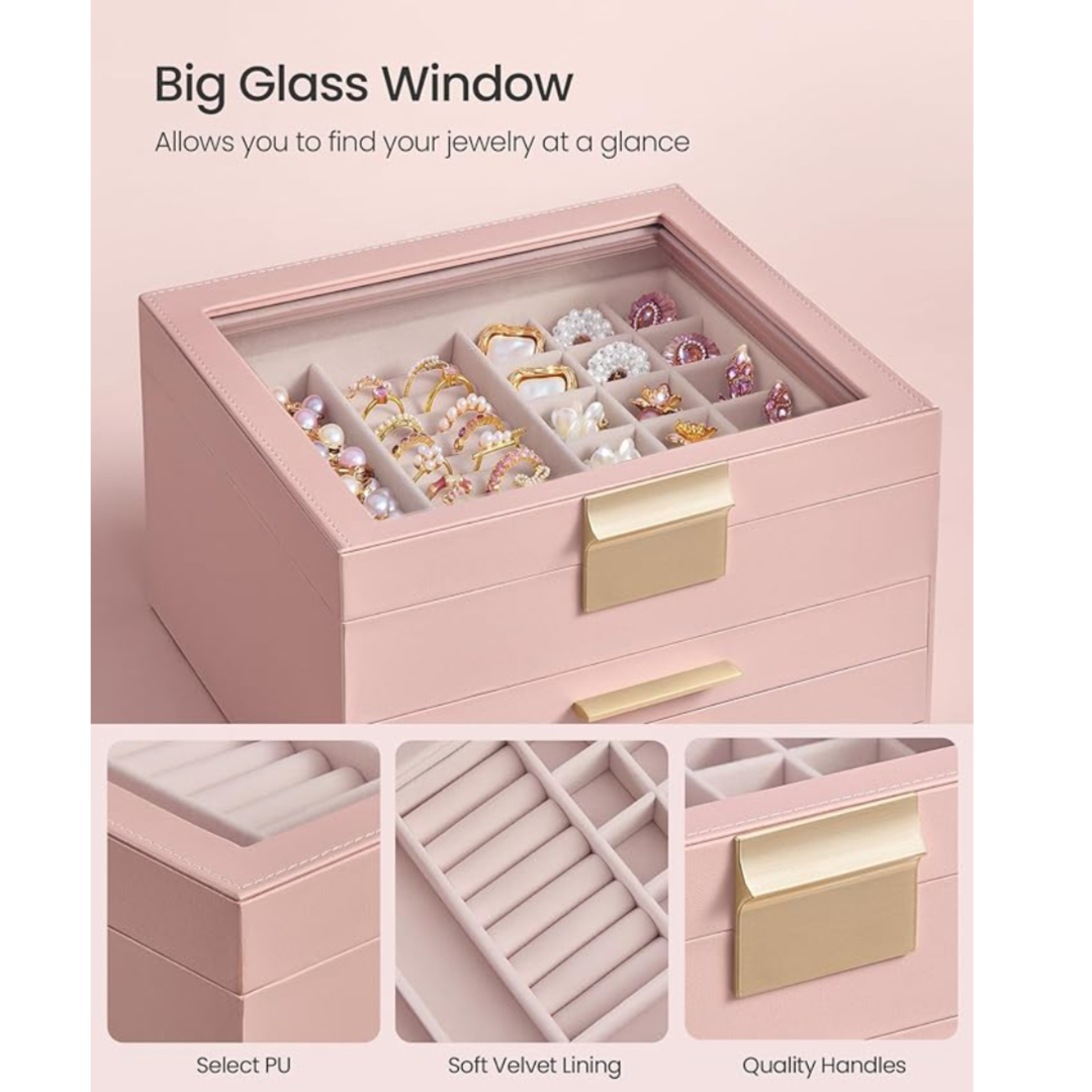 Jewelry Storage Box Organizer with 2 Drawers