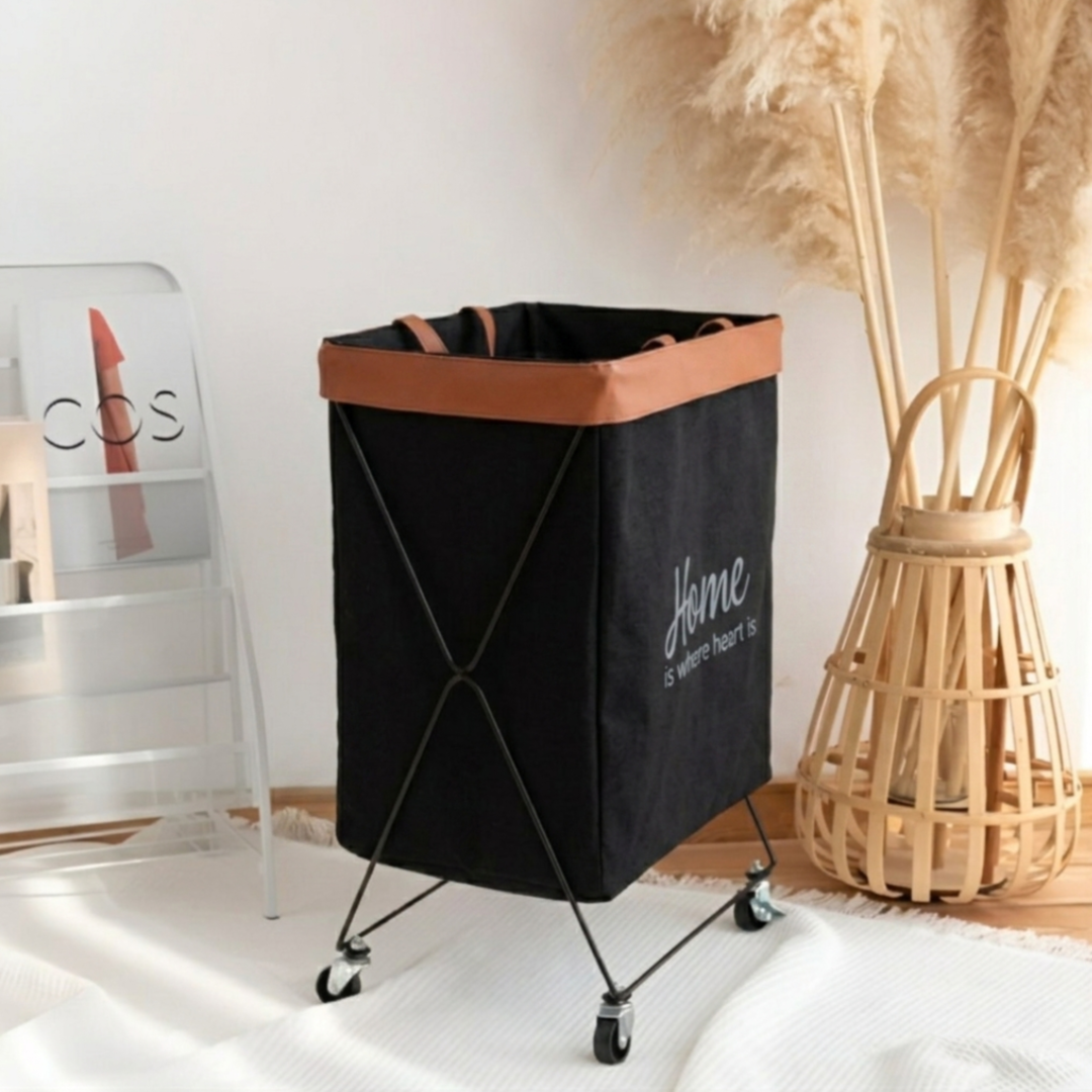 Foldable Laundry Basket Metal Stand with wheels