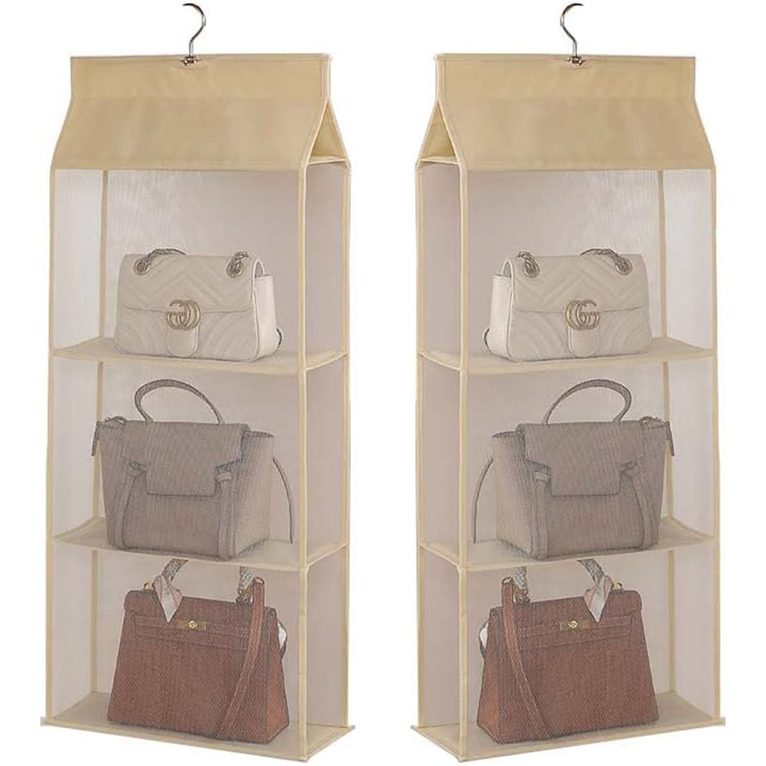 Handbag Storage Organiser Oxford Fabric Hanging 3 Shelf