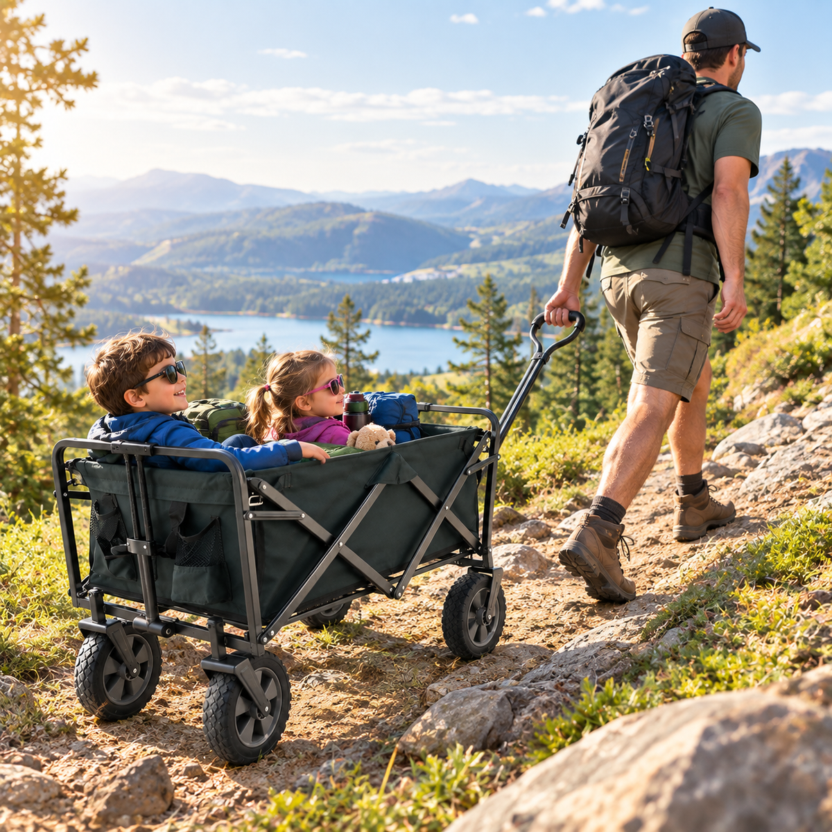 Outdoor Trolley - Foldable Beach Heavy Duty  Wagon Trolley