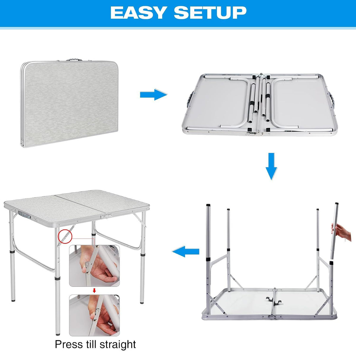 Folding Aluminum Picnic Table 90X60Cm