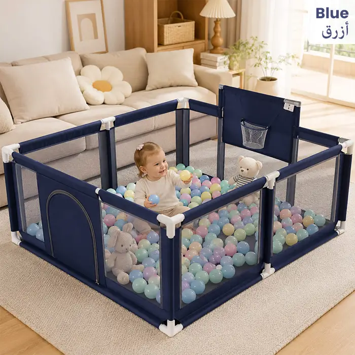 Baby Playpen with Basketball Hoop 126×126cm×66cm Large Indoor Outdoor Play Yard for Toddlers & Kids