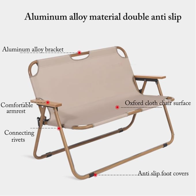 Portable Folding Outdoor Backrest Chair Double