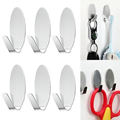 Adhesive Stainless steel Hooks 6pcs