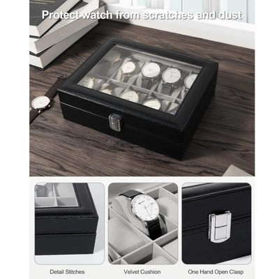 Watch Box Organizer Leather 10 Slots