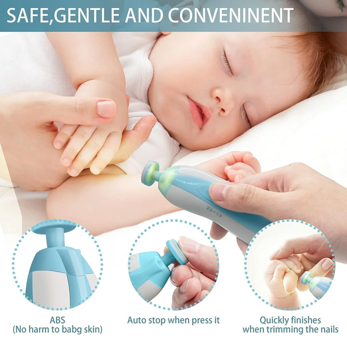 Electric Baby Nail Trimmer Set with 6 Grinding Heads