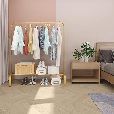Multifunction Floor Stand Steel Iron Single Clothing Rack