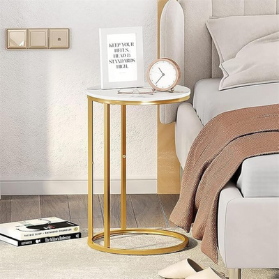 Marble C Shaped Sofa Side Table