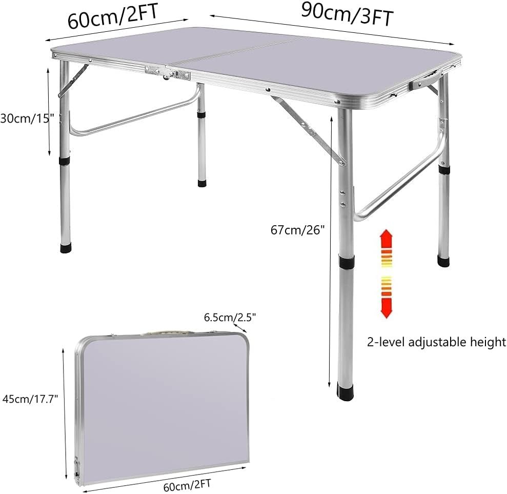Folding Aluminum Picnic Table 90X60Cm