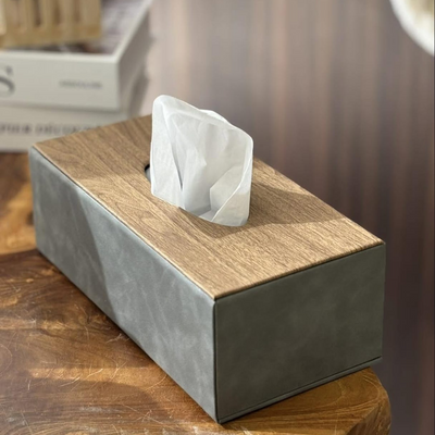 Minimalist Two-Tone Faux Leather Tissue Holder