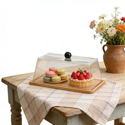 Rectangular Cake Tray with transparent lid