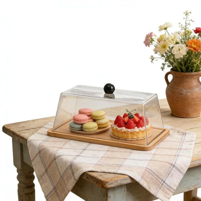 Rectangular Cake Tray with transparent lid