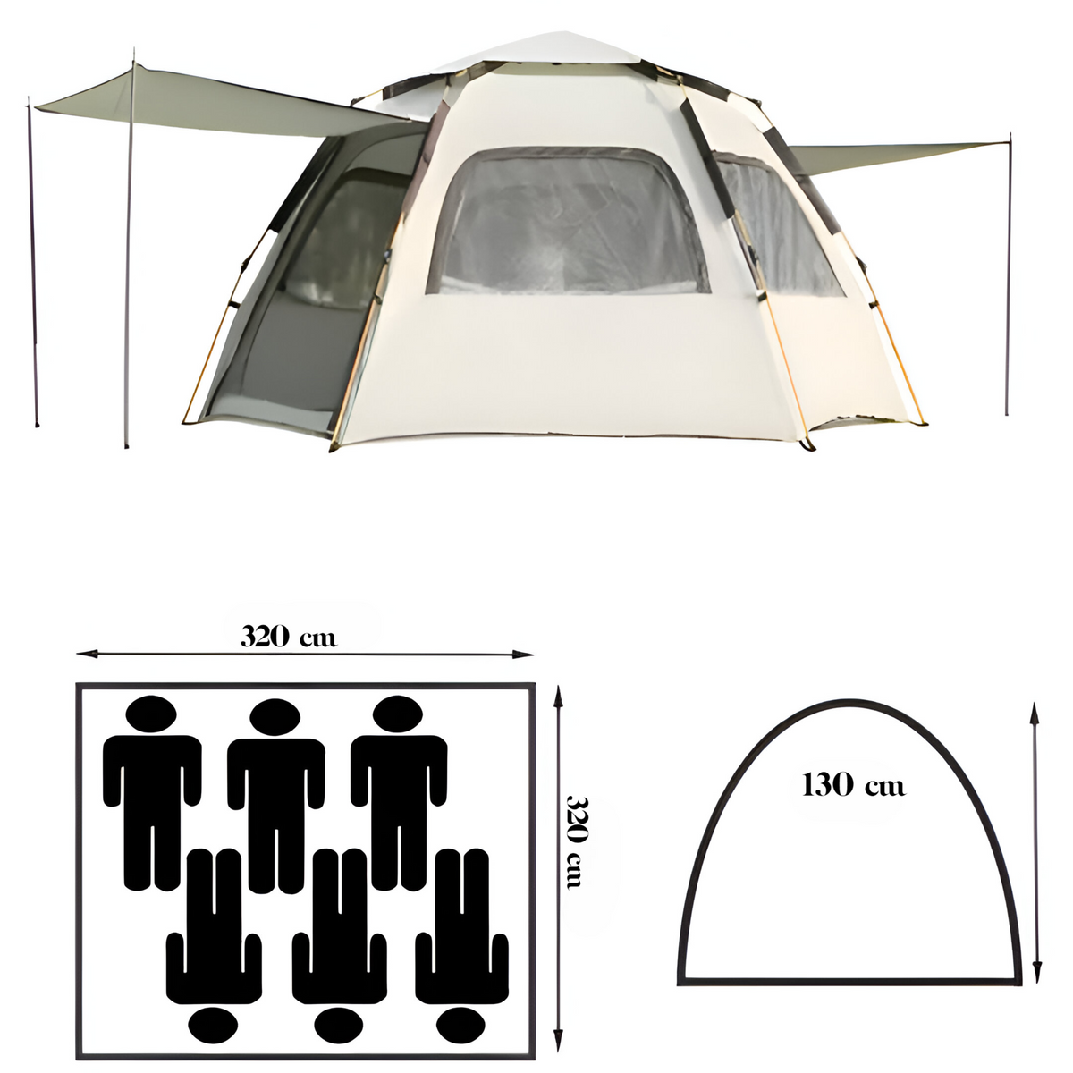 Hexagonal Camping Tent 3.2*3.2*