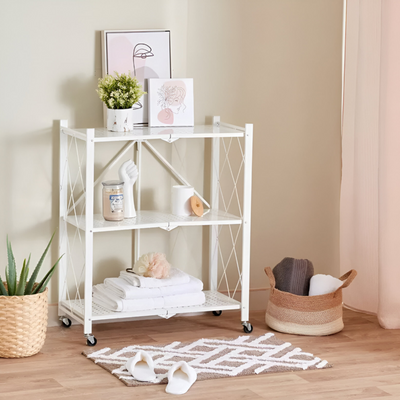 Foldable Kitchen Storage Rack 3 Layer White