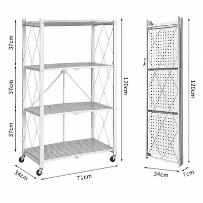 4 layer Foldable Kitchen Storage Rack- White