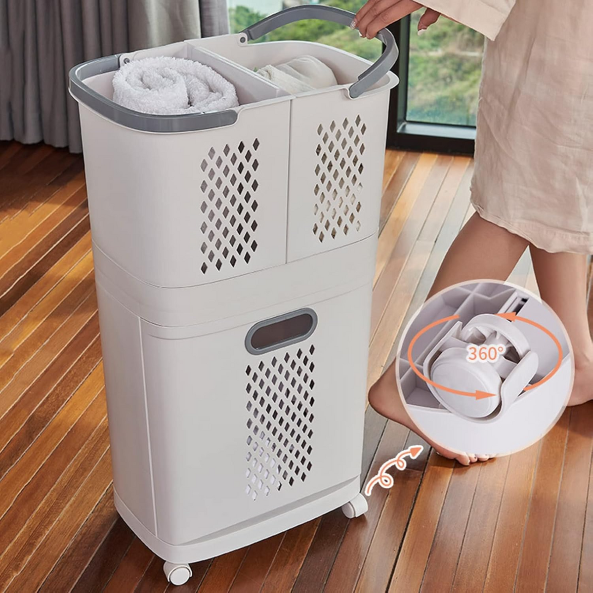 Rolling Laundry Basket With Drawers