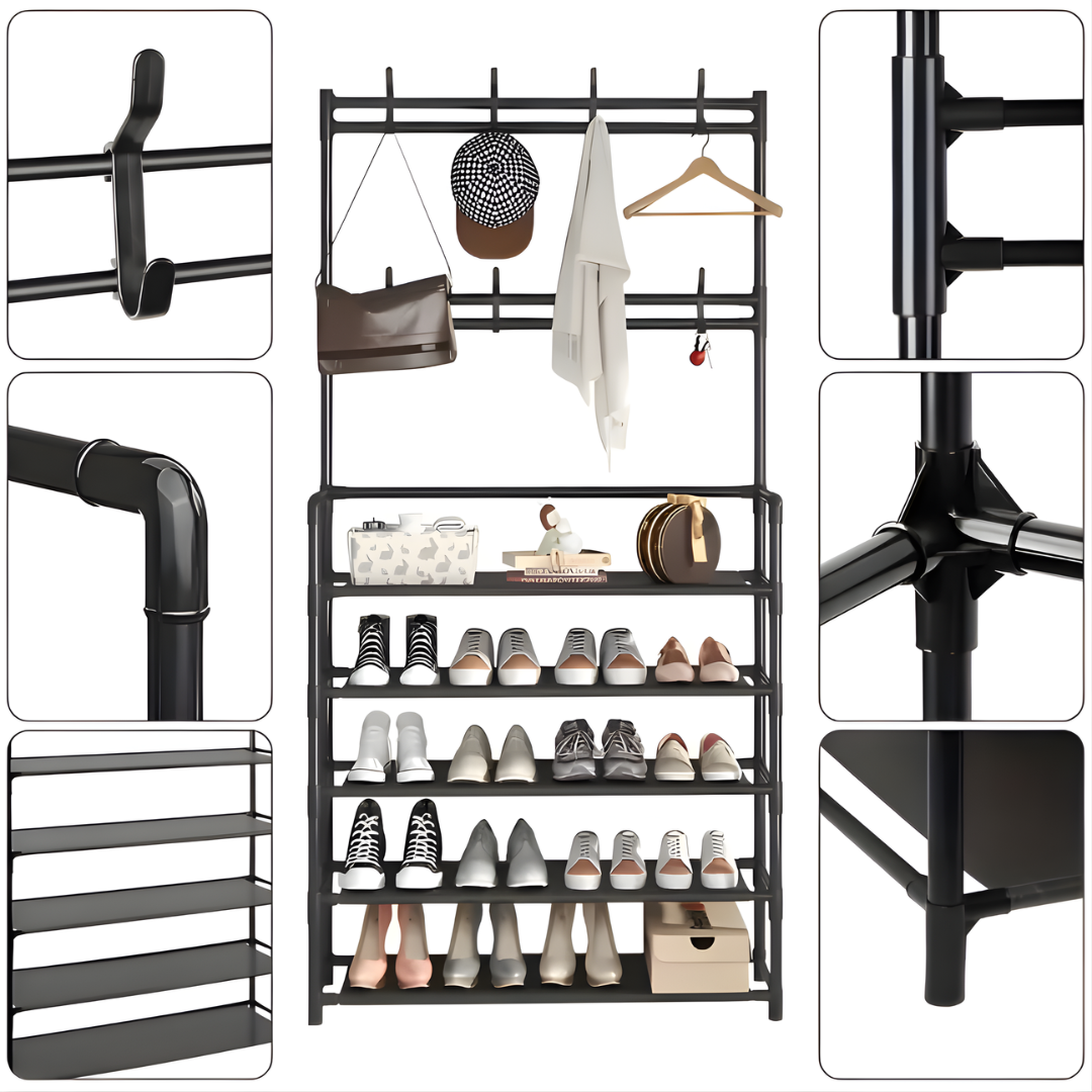 Shoe Rack With Hat rack Big Black