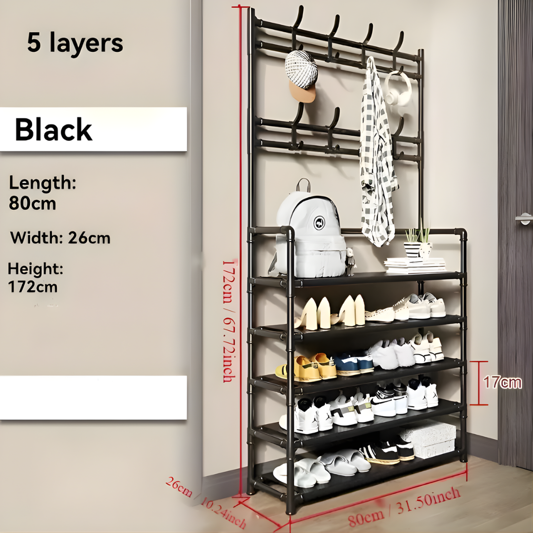Shoe Rack With Hat rack Big Black