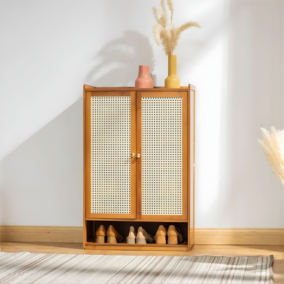 Wooden Shoe Rack 6 Tier 2 Doors