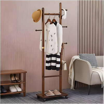 Clothes Rack Wooden with Wheels