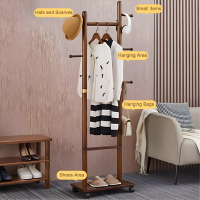 Clothes Rack Wooden with Wheels