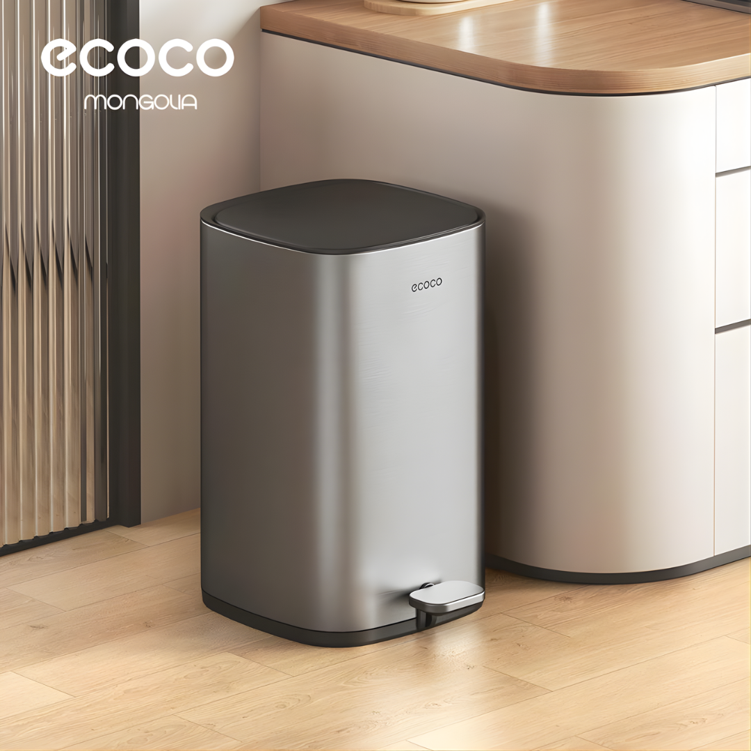 Ecoco Stainless Steel Pedal Trash Can 10L