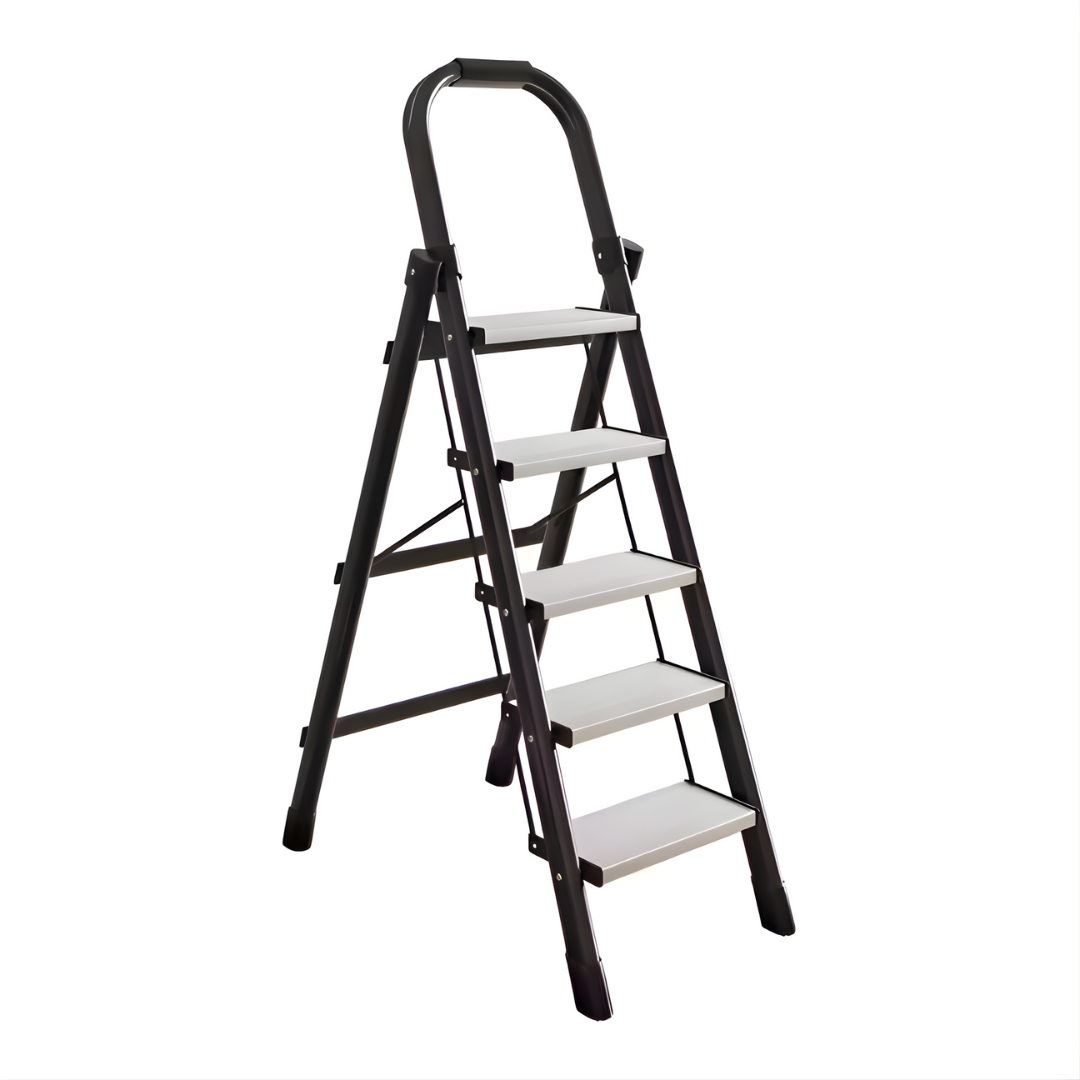 Household Aluminum Folding 5 Step Ladder black