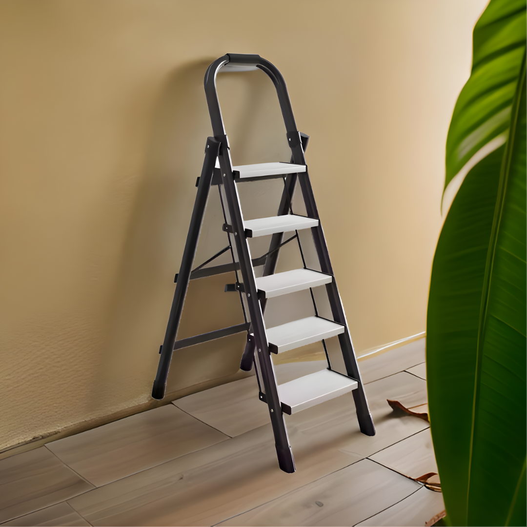Household Aluminum Folding 5 Step Ladder black