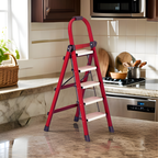 Household Aluminum Folding 5 Step Ladder black