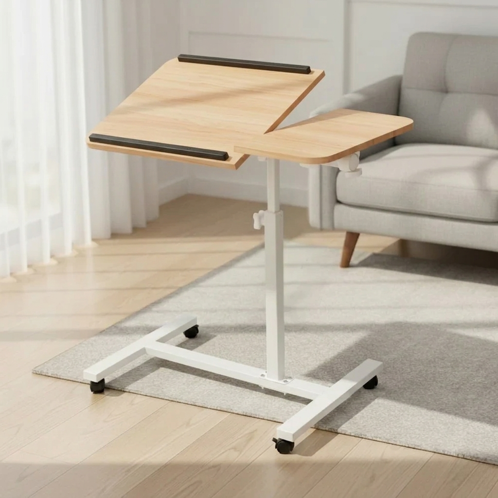 Rolling Laptop Desk with Wheels Adjustable