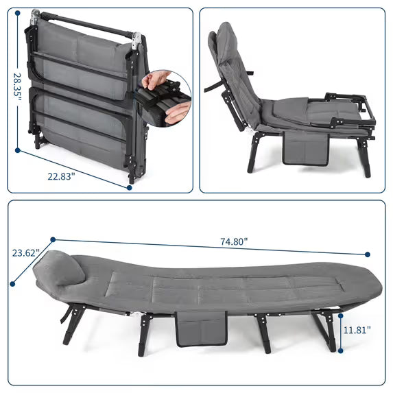 Portable Folding Camping Bed Adjustable 190X65X30