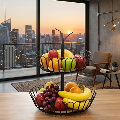 Double Layered Fruit Basket Metal