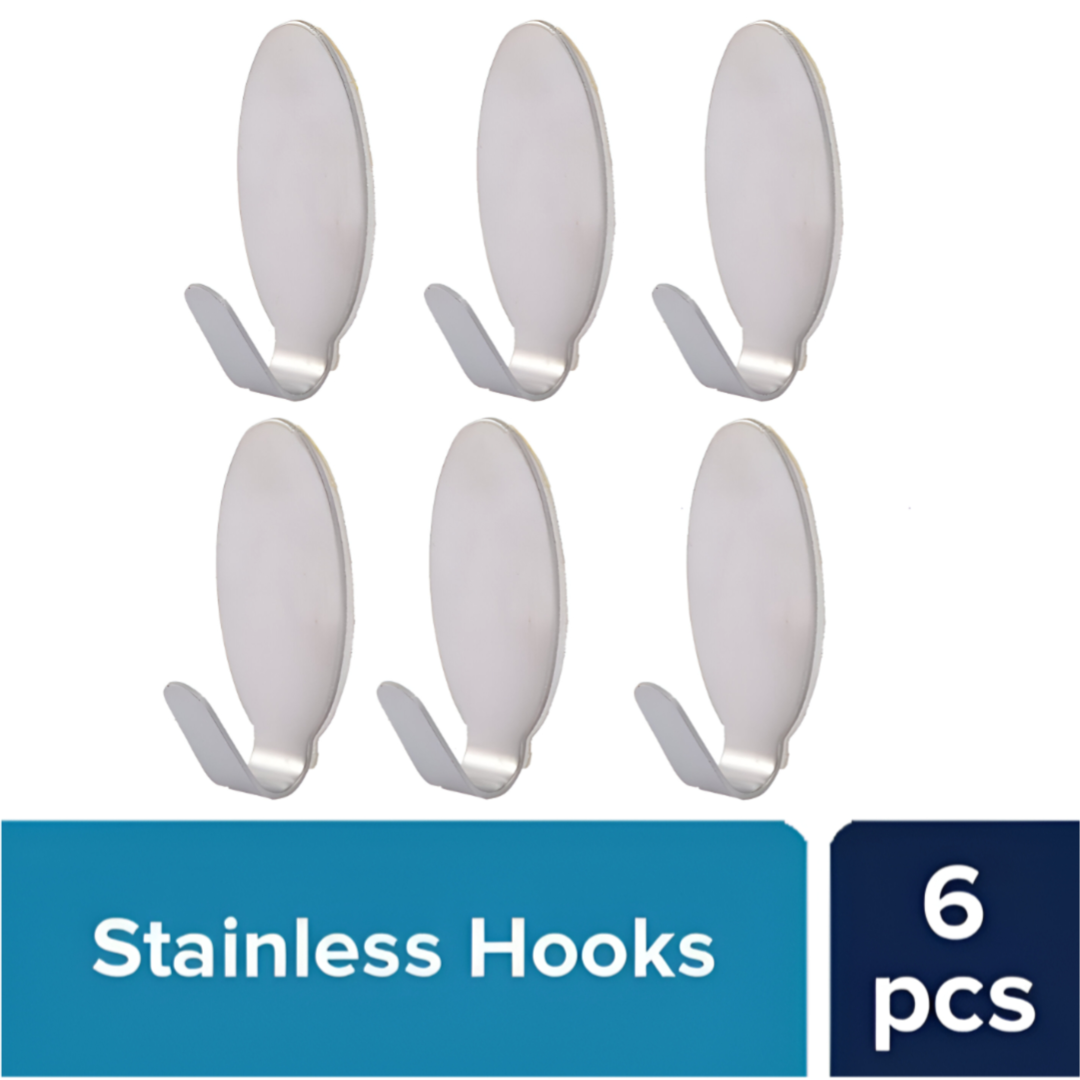 Adhesive Stainless steel Hooks 6pcs