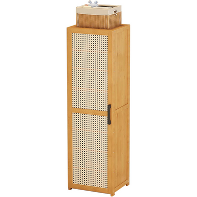 Bamboo Single Door Shoe Cabinet 8 Layers