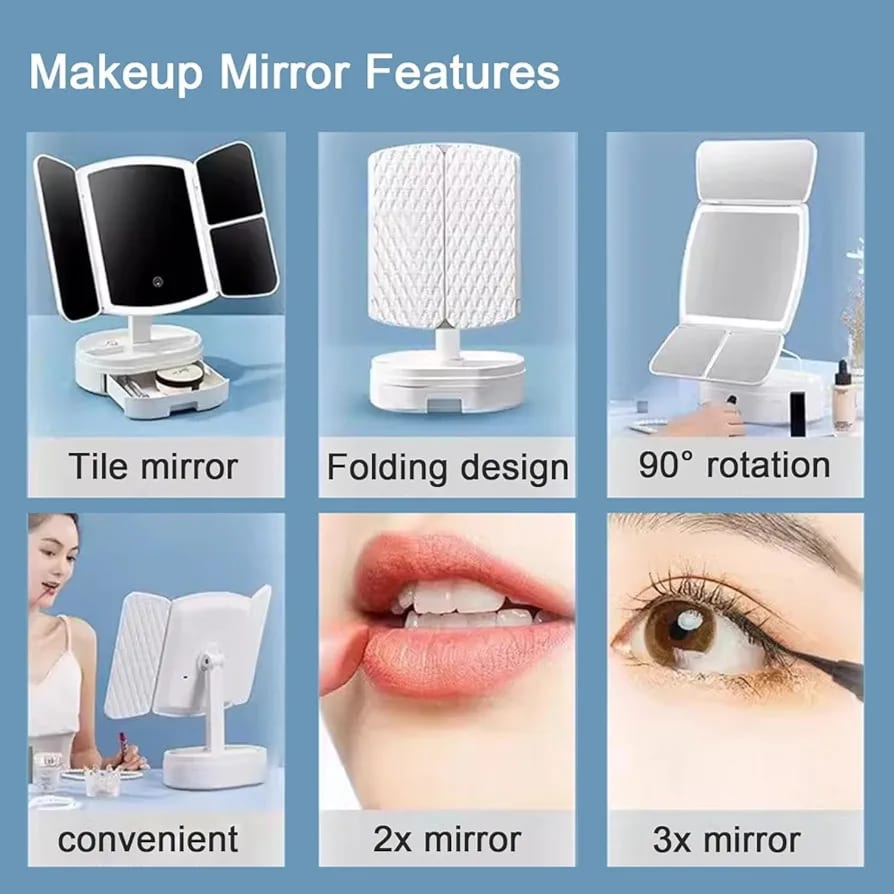 Lighted Makeup Vanity Mirror With Cosmetic Drawer