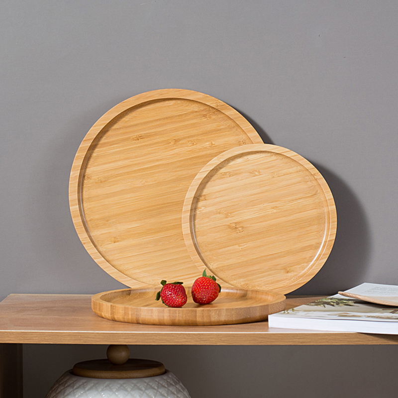 Round Bamboo Serving Trays Set 3Pcs