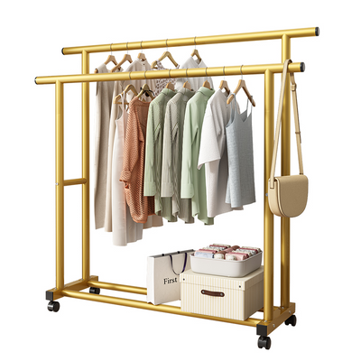 Double Pole Pulley Coat Rack Steel Hanger Durable