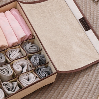 Fabric Compartment Storage Box With Lid 12 In 1