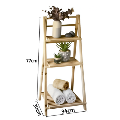 Wooden Folding Ladder Shelf 3 Tier