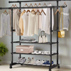 Garment Rack Extendable Double Rod With Shoe Rack
