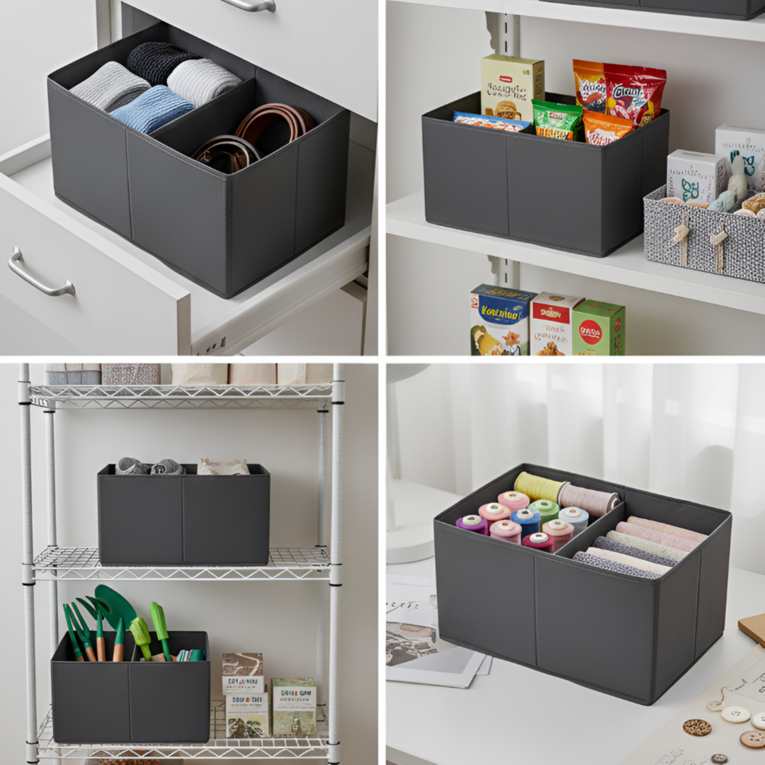 صندوق تخزين مقسم من رفّين