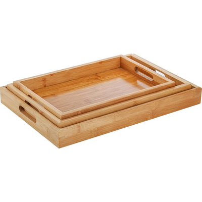 Bamboo Serving Tray Rectangular 3 Set Nd-33893P