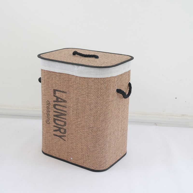Bamboo Woven Laundry Basket Square 40X30X50 Cm