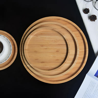 Bamboo Serving Tray Round 3 Pcs Set